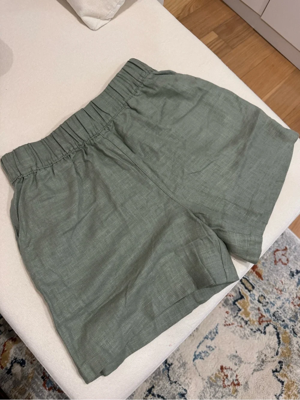 New w/Tags European Linen Blend Olive Green Shorts